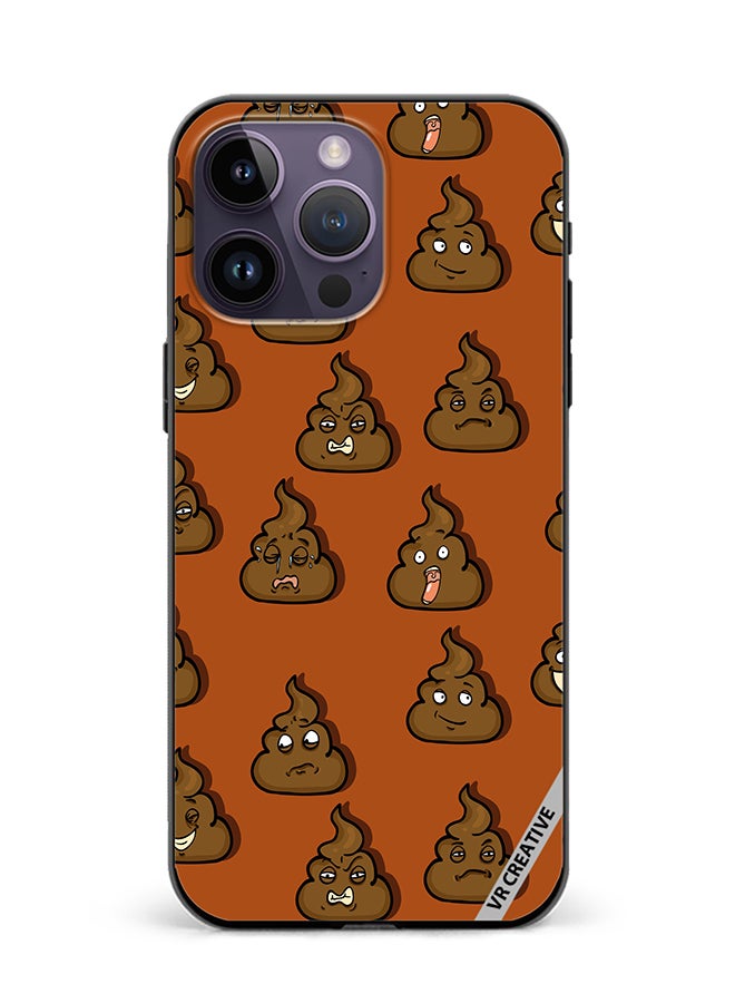 VR CREATIVE Protective Case Cover For Apple iPhone 15 Pro Brown Shit Emoticons Design Multicolour - Image 1