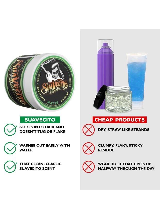 SUAVECITO Pomade Matte (Shine-Free) Formula 4 oz, 2 Pack - Medium Hold Hair Pomade For Men - Low Shine Matte Hair Paste For Natural Texture Hairstyles - Image 4