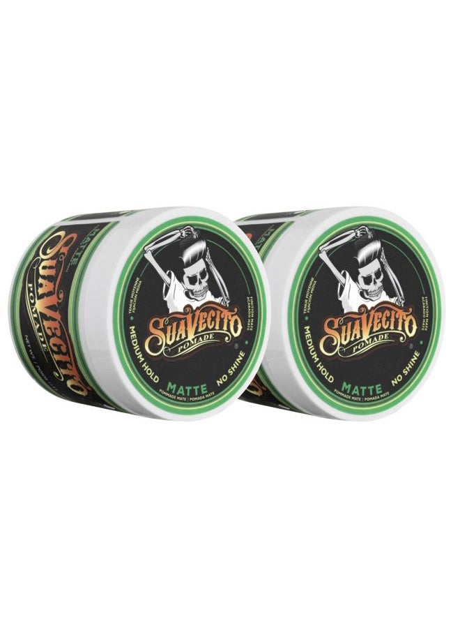 SUAVECITO Pomade Matte (Shine-Free) Formula 4 oz, 2 Pack - Medium Hold Hair Pomade For Men - Low Shine Matte Hair Paste For Natural Texture Hairstyles - Image 1