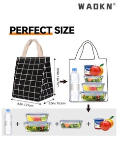 WAOKN High Quality Multi-purpose Environmentally Friendly Material Reusable Lunch Bag Insulated Lunch Box Canvas Fabric with Aluminum Foil Lunch Tote Bag For Women Men School Office  - Image 4