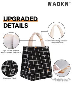 WAOKN High Quality Multi-purpose Environmentally Friendly Material Reusable Lunch Bag Insulated Lunch Box Canvas Fabric with Aluminum Foil Lunch Tote Bag For Women Men School Office  - Image 2