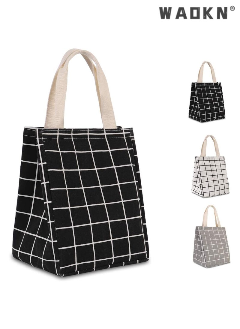 WAOKN High Quality Multi-purpose Environmentally Friendly Material Reusable Lunch Bag Insulated Lunch Box Canvas Fabric with Aluminum Foil Lunch Tote Bag For Women Men School Office  - Image 1