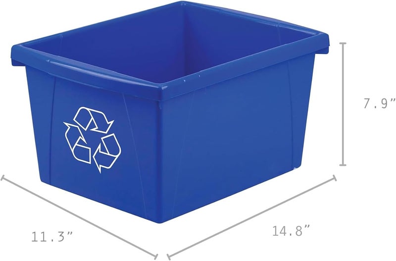 Storex 4 Gallon (15L) Recycle Bin, 14.8 x 7.87 x 11.25 Inches, Blue (61505A06C) - Image 4