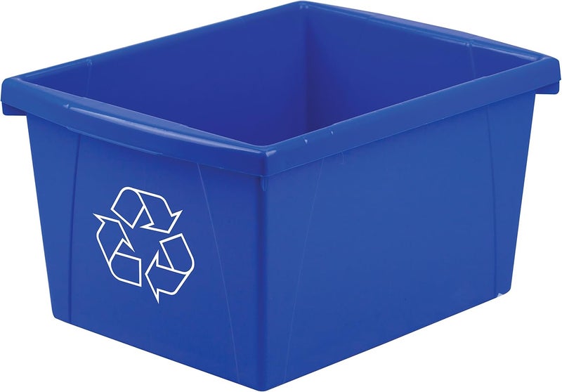 Storex 4 Gallon (15L) Recycle Bin, 14.8 x 7.87 x 11.25 Inches, Blue (61505A06C) - Image 1