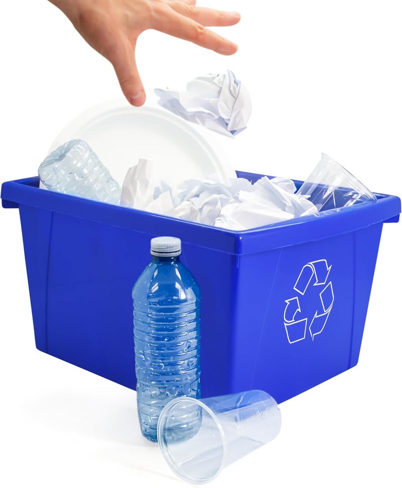 Storex 4 Gallon (15L) Recycle Bin, 14.8 x 7.87 x 11.25 Inches, Blue (61505A06C) - Image 5