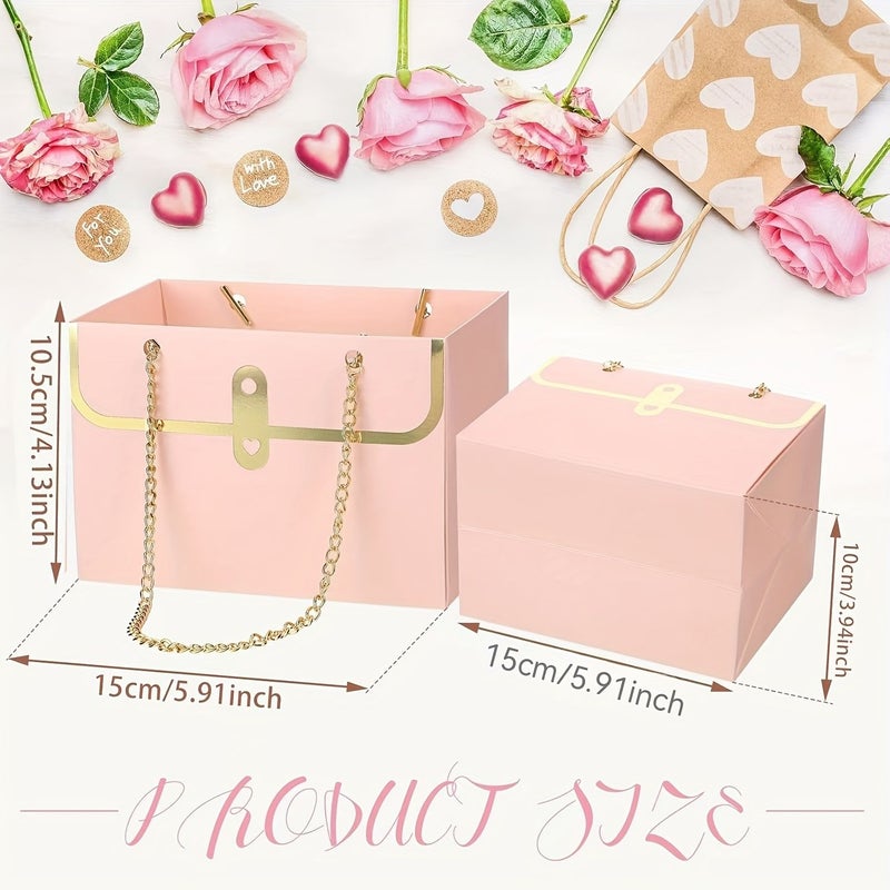 8 Pcs Floral Paper Gift Boxes Set Purple Red Wedding Bouquet Preservation Box - Image 3
