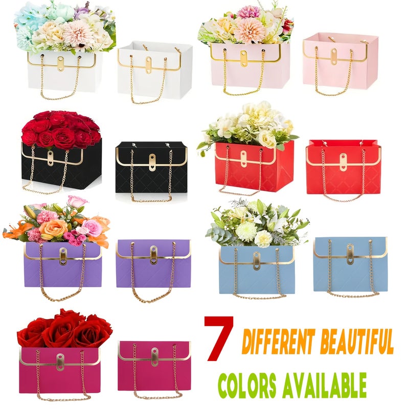 8 Pcs Floral Paper Gift Boxes Set Purple Red Wedding Bouquet Preservation Box - Image 2