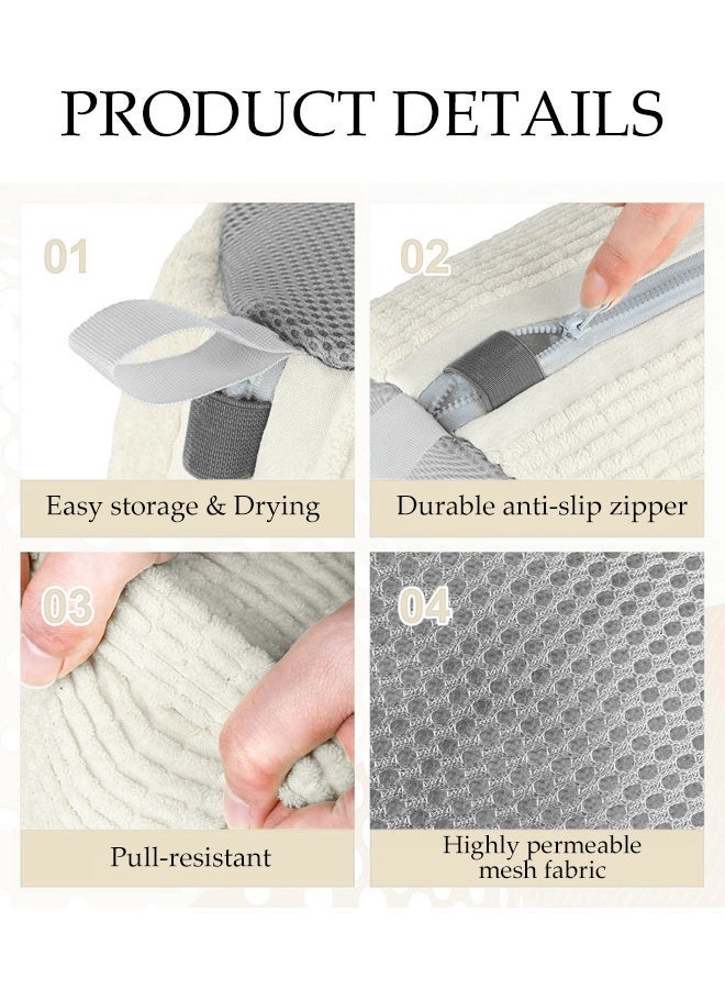 DUNISO Shoe Washing Bag,Sneaker Wash Bags for Laundry, Reusable Mesh Laundry Bags,Set of 2 Off White Shoe Washing Bags, Suitable for Sneakers ,Trainers, Washer ,Dryer (White) - Image 3