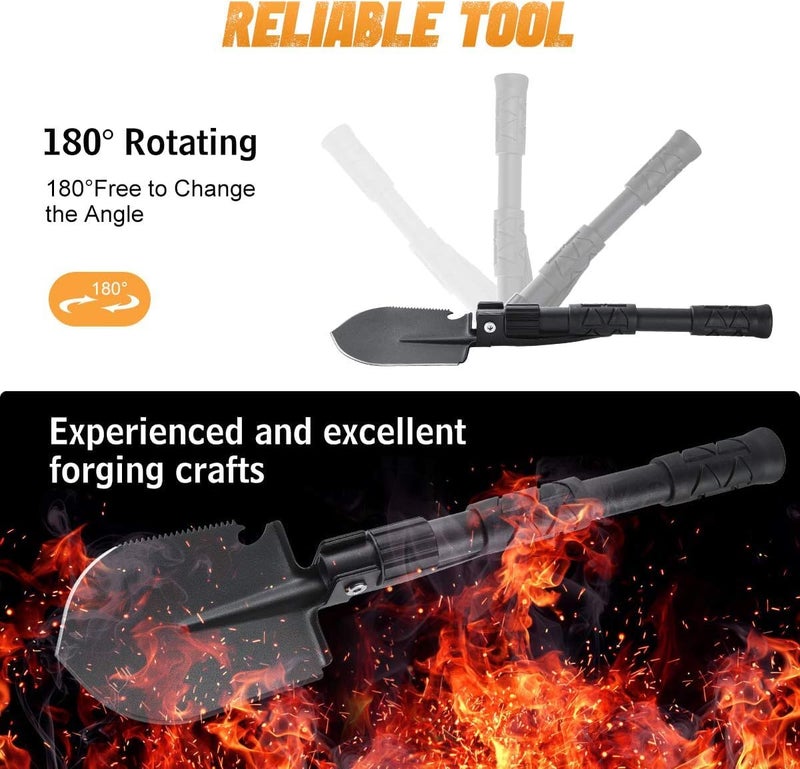 TrekEaze Folding Shovel Mini Camping Shovel Multi-Tool Shovel Heavy Duty Survival Tactical Shovel for Camping, Hiking - Image 2