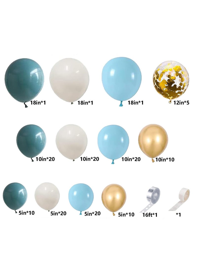 البالون الأزرق البالون الأزرق مجموعة القوس، 140Pcs البالون الأزرق البالون الأزرق البالون الأزرق العري للأولاد حمام الطفل، Birthday Party Decoring, Graduation Decor,Wedding - Image 3