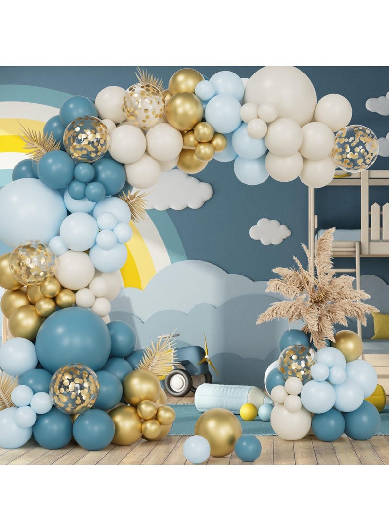 البالون الأزرق البالون الأزرق مجموعة القوس، 140Pcs البالون الأزرق البالون الأزرق البالون الأزرق العري للأولاد حمام الطفل، Birthday Party Decoring, Graduation Decor,Wedding - Image 4