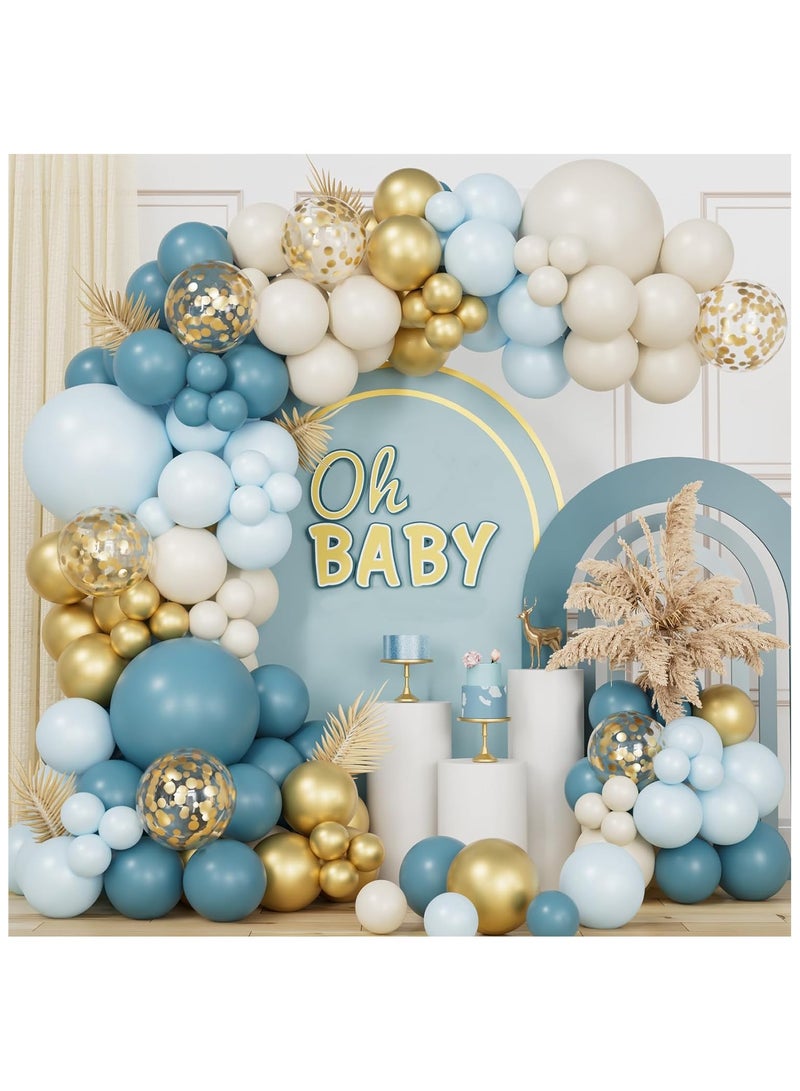 البالون الأزرق البالون الأزرق مجموعة القوس، 140Pcs البالون الأزرق البالون الأزرق البالون الأزرق العري للأولاد حمام الطفل، Birthday Party Decoring, Graduation Decor,Wedding - Image 1