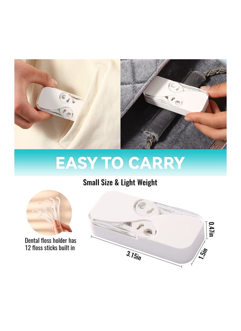 Portable Floss Dispenser, Dental Floss Portable Case Dispenser, Refillable Floss Pick Holder with 48 Pcs Dental Floss, Automatic Floss Organizer Travel Floss Cases for Teeth Cleaning (4 Pack)