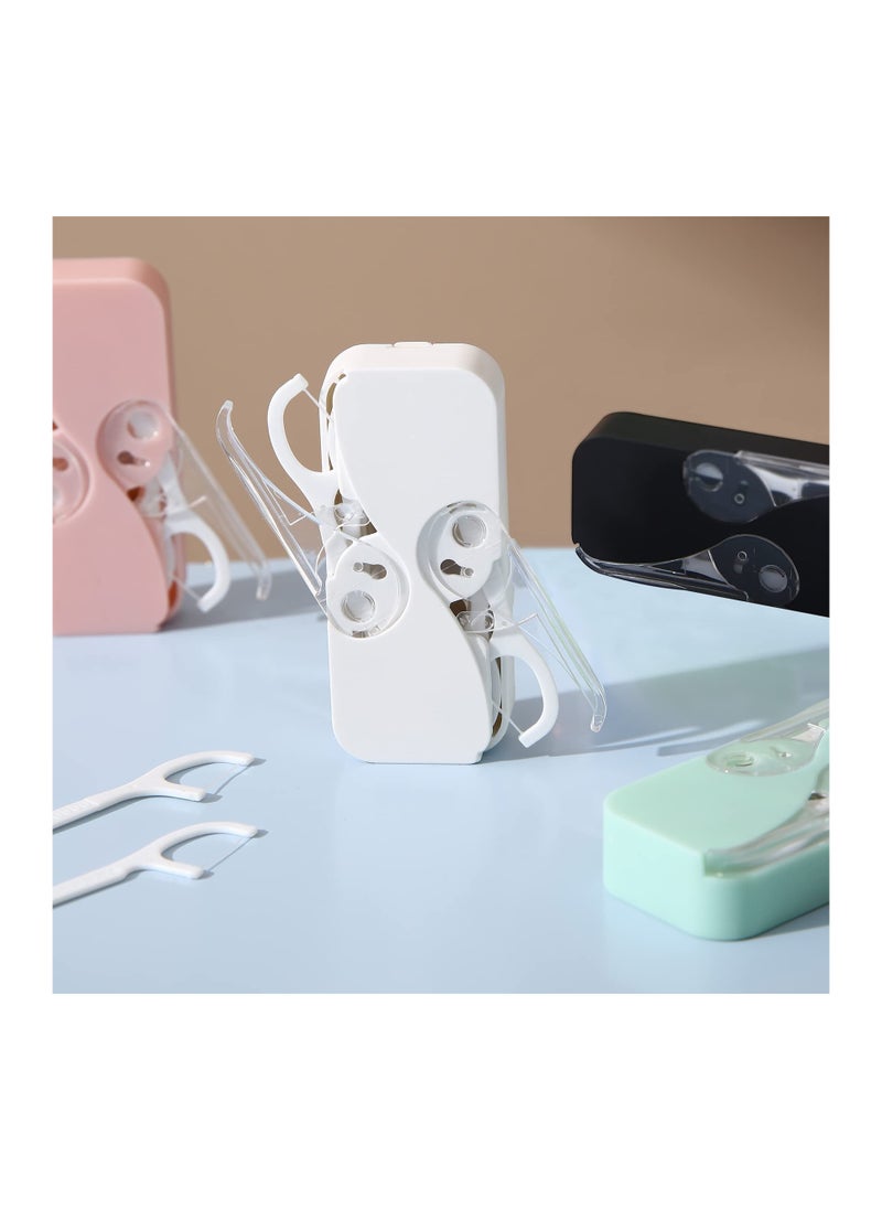 Portable Floss Dispenser, Dental Floss Portable Case Dispenser, Refillable Floss Pick Holder with 48 Pcs Dental Floss, Automatic Floss Organizer Travel Floss Cases for Teeth Cleaning (4 Pack)