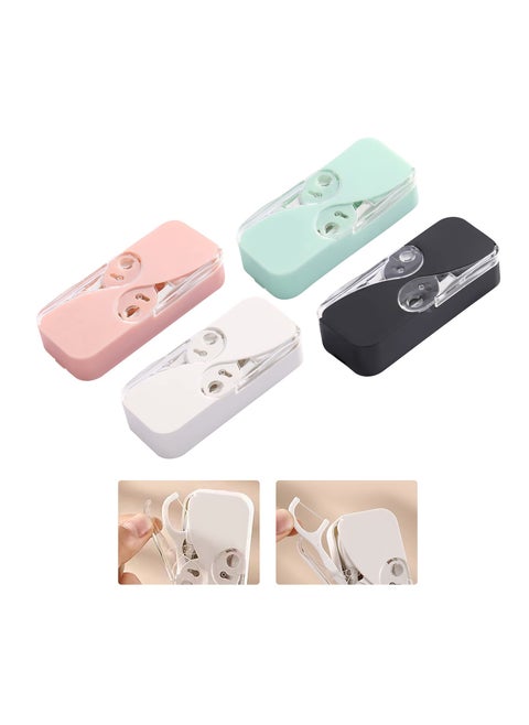 Portable Floss Dispenser, Dental Floss Portable Case Dispenser, Refillable Floss Pick Holder with 48 Pcs Dental Floss, Automatic Floss Organizer Travel Floss Cases for Teeth Cleaning (4 Pack)