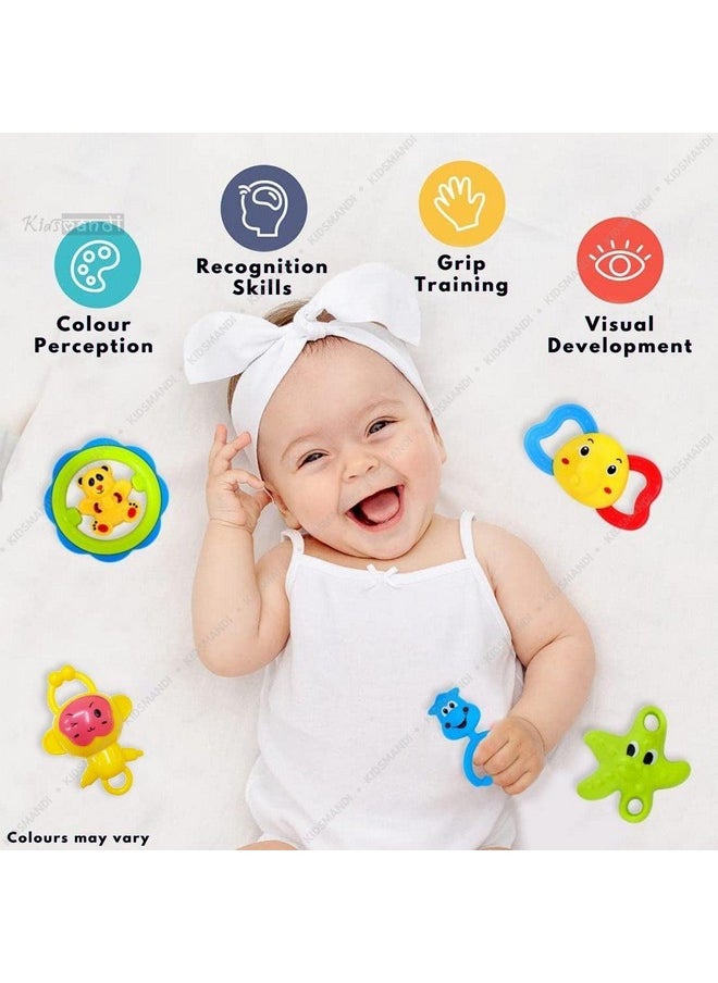 Kids Mandi ® Rattle & Teether Set Of 5 Pcs | Non Toxic And Suitable For Babies, Toddlers And Infants | Gift For New Born (Bis Approved),  - Image 2