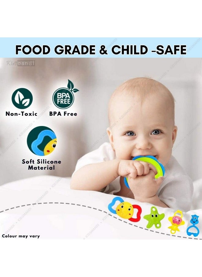 Kids Mandi ® Rattle & Teether Set Of 5 Pcs | Non Toxic And Suitable For Babies, Toddlers And Infants | Gift For New Born (Bis Approved),  - Image 4