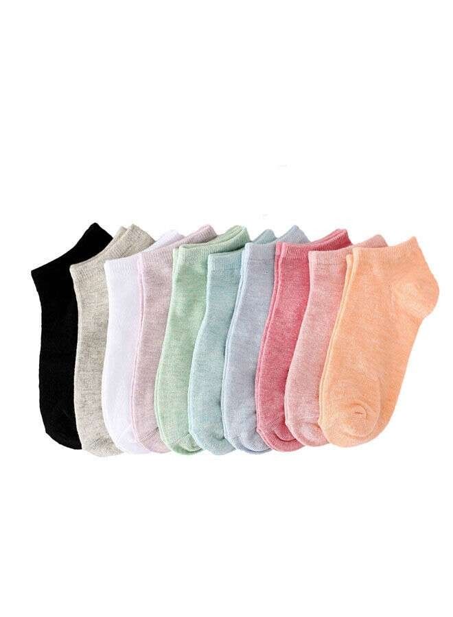 10 Pairs Of Cotton Non-Slip Striped Socks For Women Multicolor  - Image 1