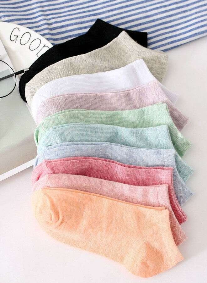 10 Pairs Of Cotton Non-Slip Striped Socks For Women Multicolor  - Image 3