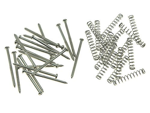 KAISH Pack of 20 Bass Guitar Pickup Mounting Screws Pickup Springs for Precision P Bass or J Bass or P90 Soap Bar Pickups Nickel - Image 1