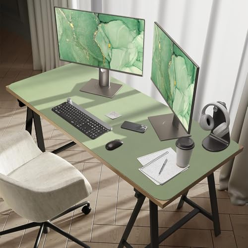 Bloss 47.2" x 24" Large Desk Mat, Leather Desk Mat, Large Mouse Pad + Keyboard Pad, Non-Slip Desk Mat Protector for Office, Home - Green - Image 2