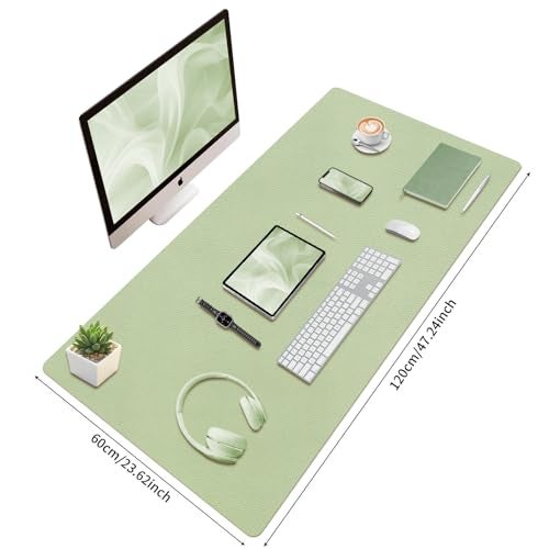 Bloss 47.2" x 24" Large Desk Mat, Leather Desk Mat, Large Mouse Pad + Keyboard Pad, Non-Slip Desk Mat Protector for Office, Home - Green - Image 5