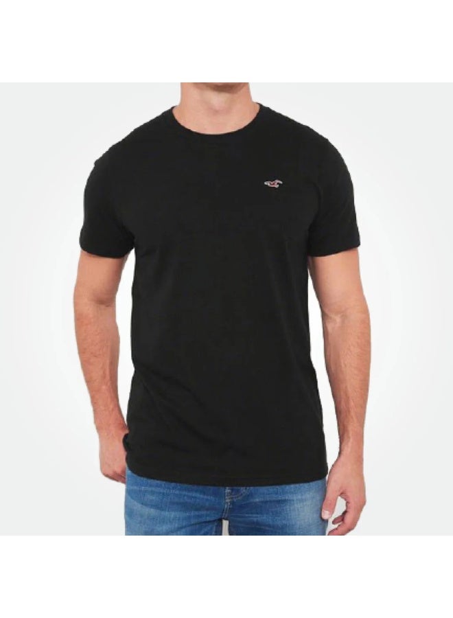 هوليستر Hollister تيشيرت رجالي ياقة دائرية قطن بأكمام قصيرة لون أسود مقاس S