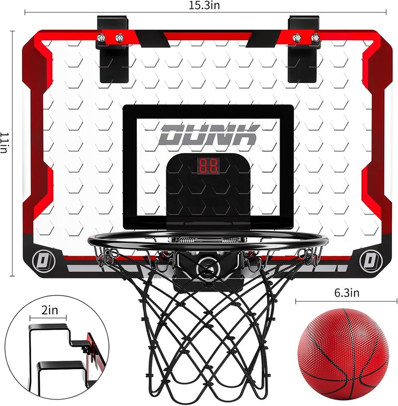 TEMI Indoor Basketball Hoop for Kids, Door Room Basketball Hoop,Mini Basketball Hoop with 4 Balls, Basketball Toys for 3 4 5 6 7 8 9 10 11 12 Year Old Boys - Image 2