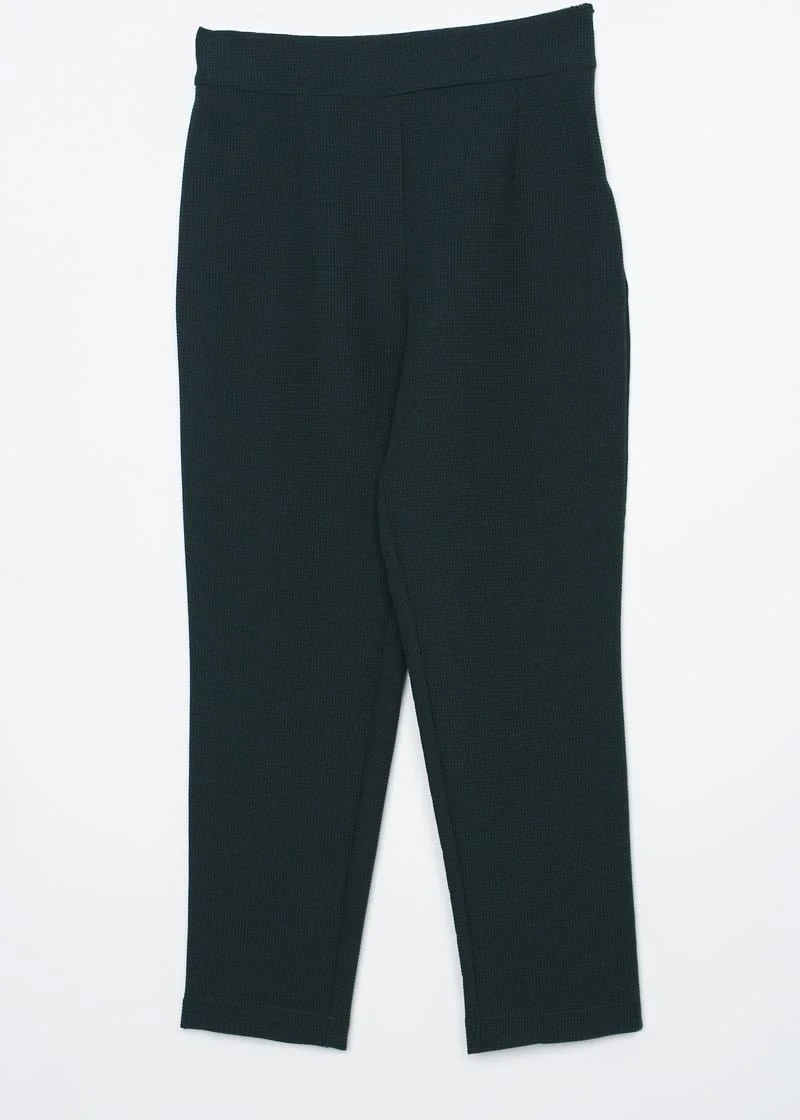 Allday Green-Jacquard Classic Casual Trousers