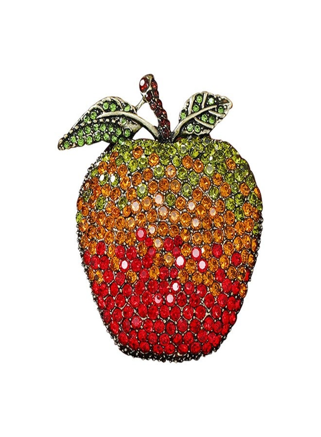 WCRAZYE Rhinestone Apple Brooch Pin for Women Girls Fashion Large Crystal Fruit Christmas Eve School Graduation Statement Brooches Lapel Pins Cute Dress Accessories Xmas Festival Ornament Jewelry Gift Daughter Teacher Student (Colorful Apple) - Image 1