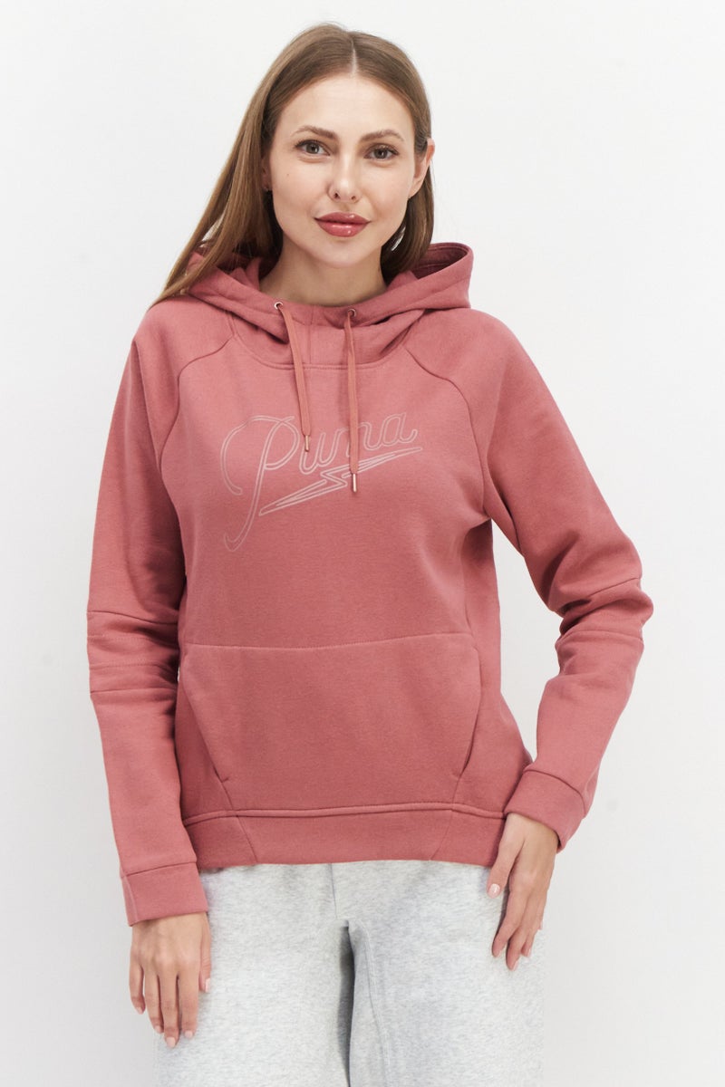 PUMA Women Sportswear Fit Long Sleeve Brand Logo Hoodie, Mauve - Image 1