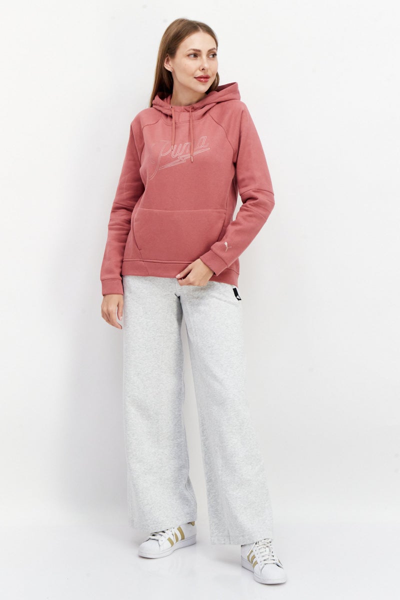 PUMA Women Sportswear Fit Long Sleeve Brand Logo Hoodie, Mauve - Image 4