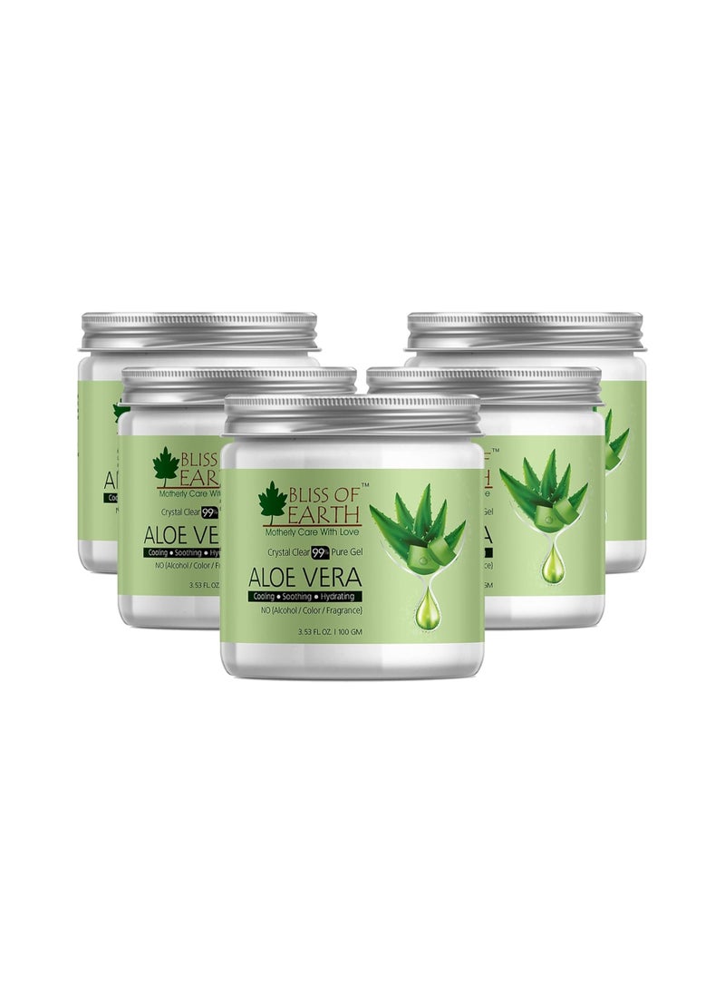 BLISS OF EARTH BLISS OF EARTH Crystal Clear Aloe Vera Gel 100g Pack of 5  - Image 1