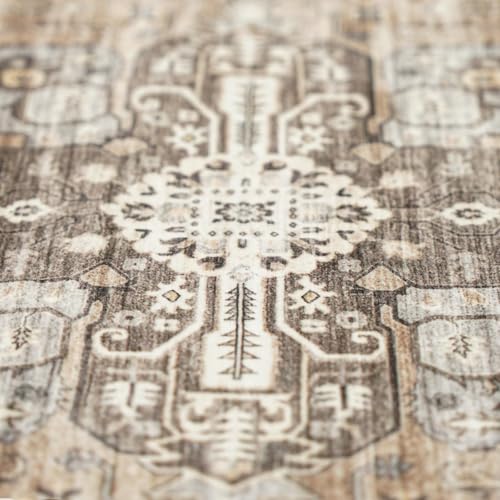 RUUGME Washable 2x3 Area Rugs - Large Boho Rugs for Living Room Stain Resistant Carpet Vintage Tribal Rugs for Bedroom Kitchen Bathroom with Non Slip Backing Home Decor Floor Decoration Mat 2x3 Beige - Image 4