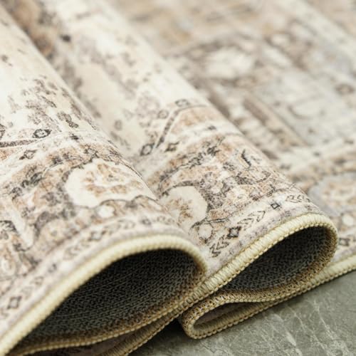 RUUGME Washable 2x3 Area Rugs - Large Boho Rugs for Living Room Stain Resistant Carpet Vintage Tribal Rugs for Bedroom Kitchen Bathroom with Non Slip Backing Home Decor Floor Decoration Mat 2x3 Beige - Image 5