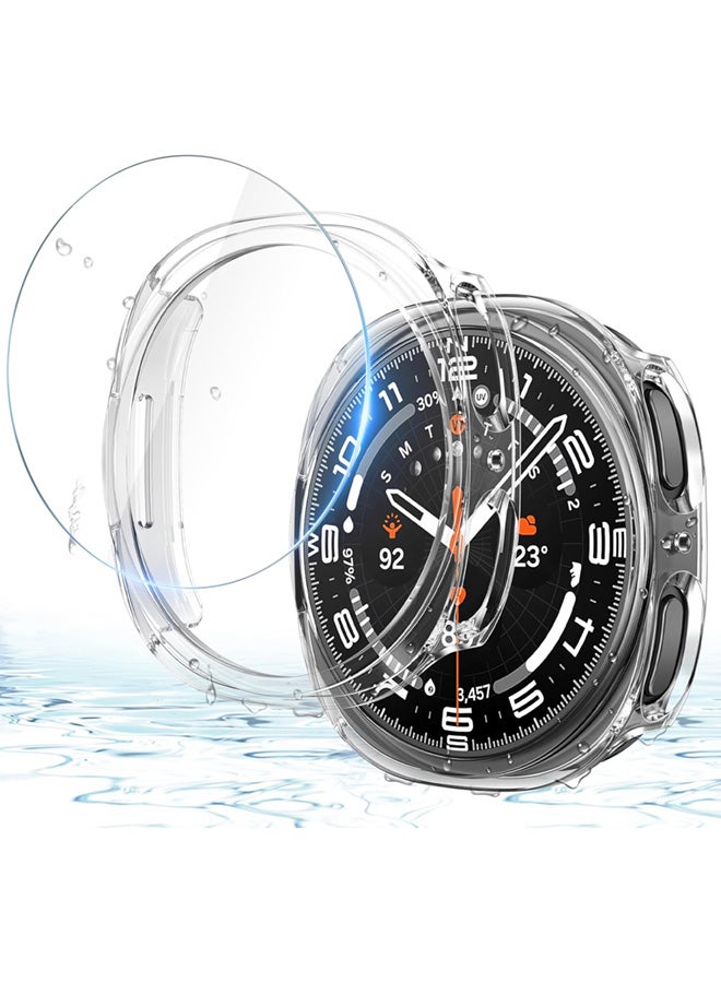 SJet Samsung Galaxy Watch 8 Screen Protector Case 44mm, Hard PC Bumper Cover with Anti-Fog Tempered Glass Protective Screen Protector for Galaxy Watch 8 Accessories (Clear,44mm)  - Image 1