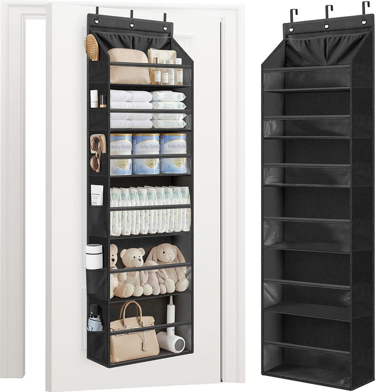 STORAGE MANIAC Over the Door Organizer Large Capacity Hanging Organizer, Clear Deep Pockets Behind Door Closet Organizer and Storage for Nursery, Bathroom, Bedroom, Pantry, 1 Pack Black - Image 1
