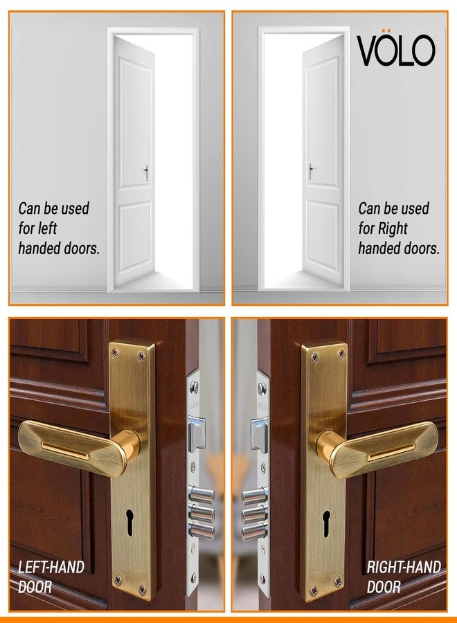 VOLO Stainless Steel Mortise Lock | 8 Inch Lock Body | Main Door Handle Set with Keys | Wooden Door Lockset | Hotel Office Home Door Lock | 3 Keys | 10 Year Lock Body Warranty (Antique | KY | 6014) - Image 4