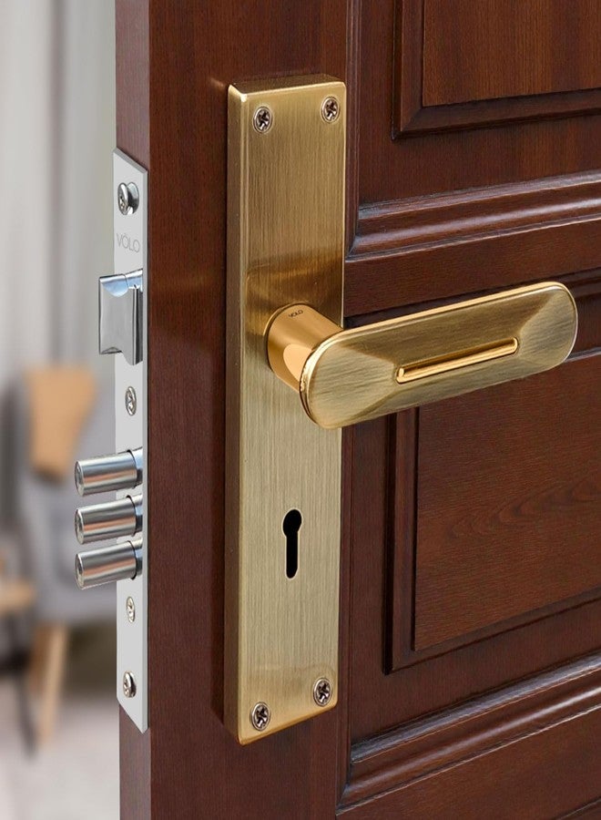 VOLO Stainless Steel Mortise Lock | 8 Inch Lock Body | Main Door Handle Set with Keys | Wooden Door Lockset | Hotel Office Home Door Lock | 3 Keys | 10 Year Lock Body Warranty (Antique | KY | 6014) - Image 1