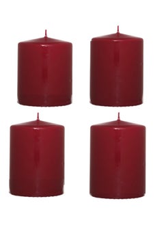 Lukadah Premium Quality Unscented Metallic Dark Red Votive Pillar Candles - Long Burning Hours, Decorative, SPA - Dripless Clean Burning Dinner Candle | Dripless Decorative Candles for Home, PArty, Birthday, Wedding Decor & Relaxation | Set of 4  - Image 1
