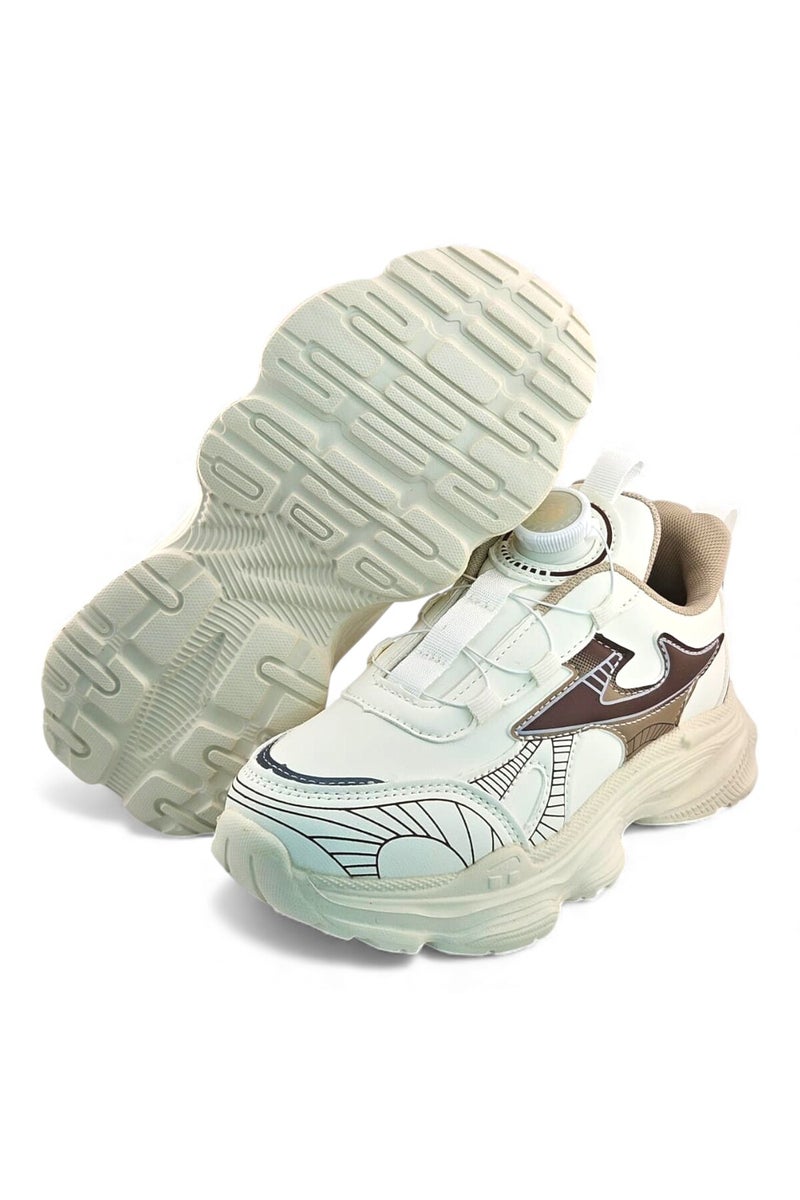 Feet First Bolt Flow Kids Lightweight Sports Sneakers 86-894-04 Light Beige/Khaki - Image 4