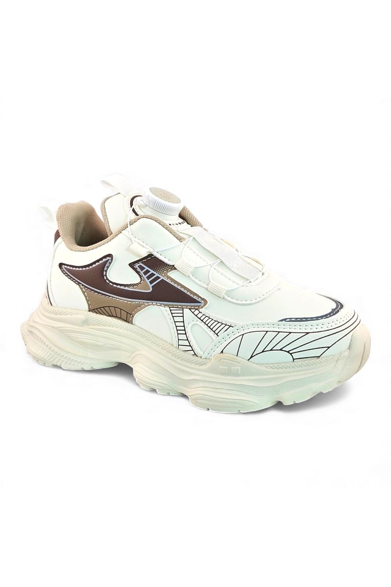 Feet First Bolt Flow Kids Lightweight Sports Sneakers 86-894-04 Light Beige/Khaki - Image 2