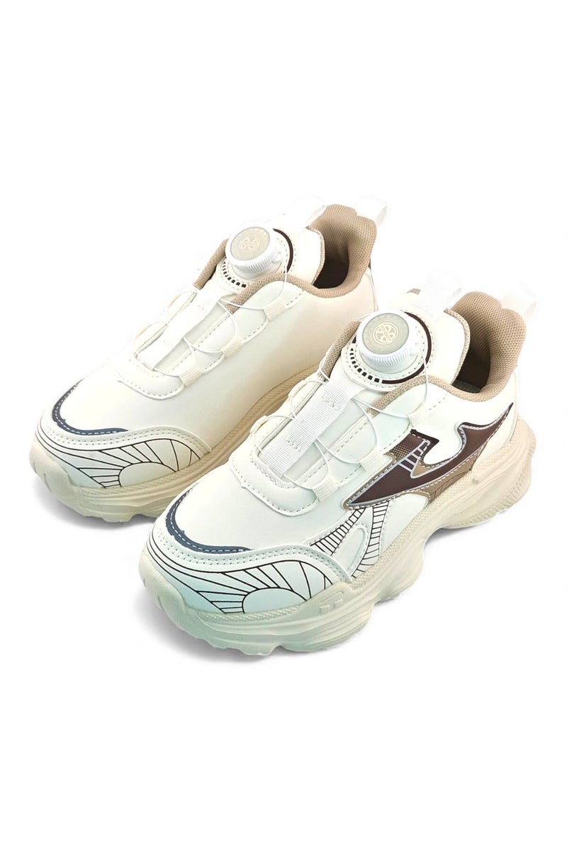 Feet First Bolt Flow Kids Lightweight Sports Sneakers 86-894-04 Light Beige/Khaki - Image 3