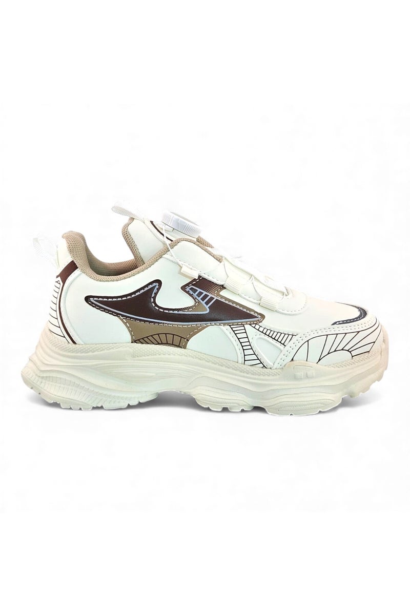 Feet First Bolt Flow Kids Lightweight Sports Sneakers 86-894-04 Light Beige/Khaki - Image 1