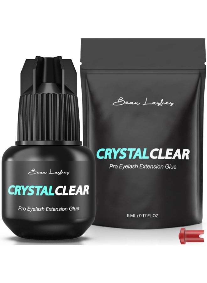 beau lashes Crystal Clear Professional Eyelash Extension Glue Super Strong Clear Lash Adhesive for Long Lasting Semi Permanent Individual Lash Eyelash Extensions 12s Fast Drying 7 Weeks Retention - Image 3