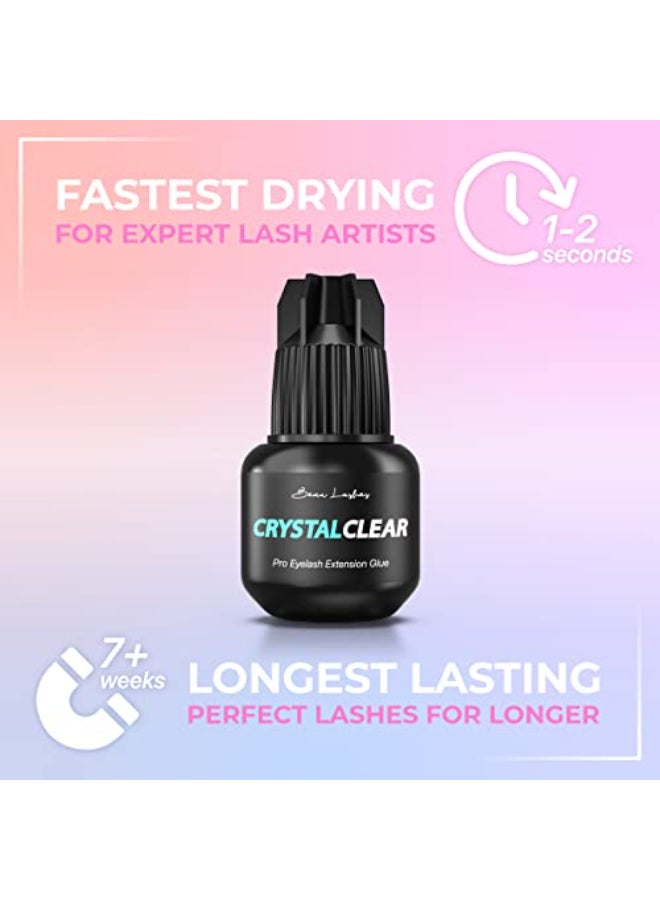 beau lashes Crystal Clear Professional Eyelash Extension Glue Super Strong Clear Lash Adhesive for Long Lasting Semi Permanent Individual Lash Eyelash Extensions 12s Fast Drying 7 Weeks Retention - Image 4
