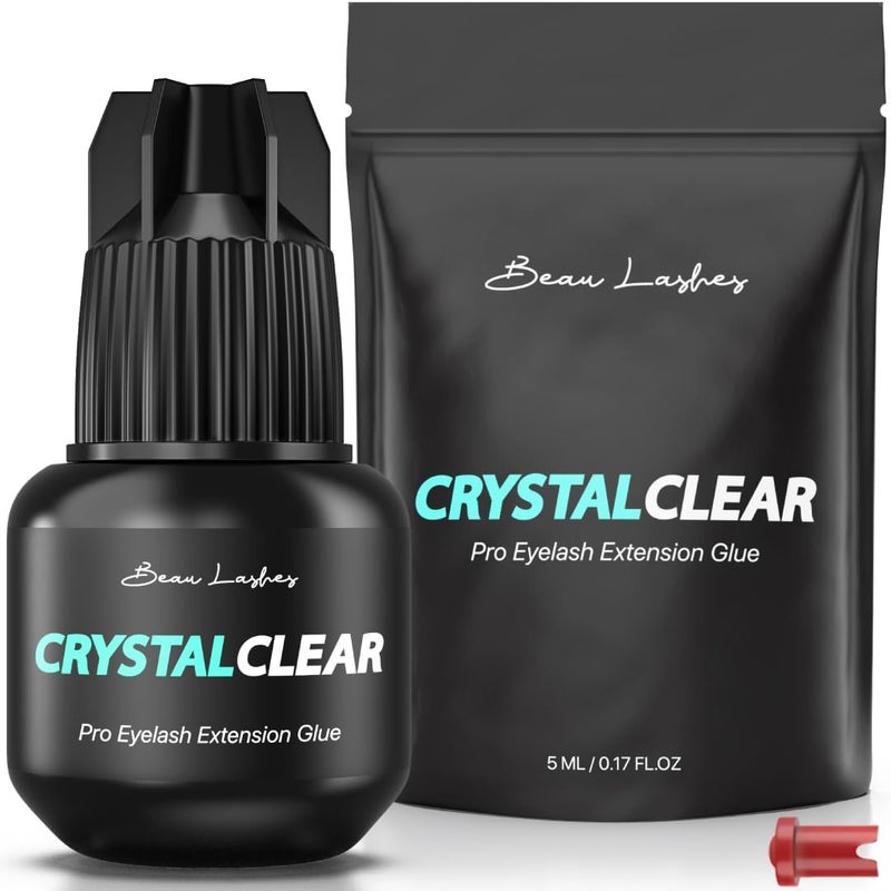 beau lashes Crystal Clear Professional Eyelash Extension Glue Super Strong Clear Lash Adhesive for Long Lasting Semi Permanent Individual Lash Eyelash Extensions 12s Fast Drying 7 Weeks Retention - Image 3
