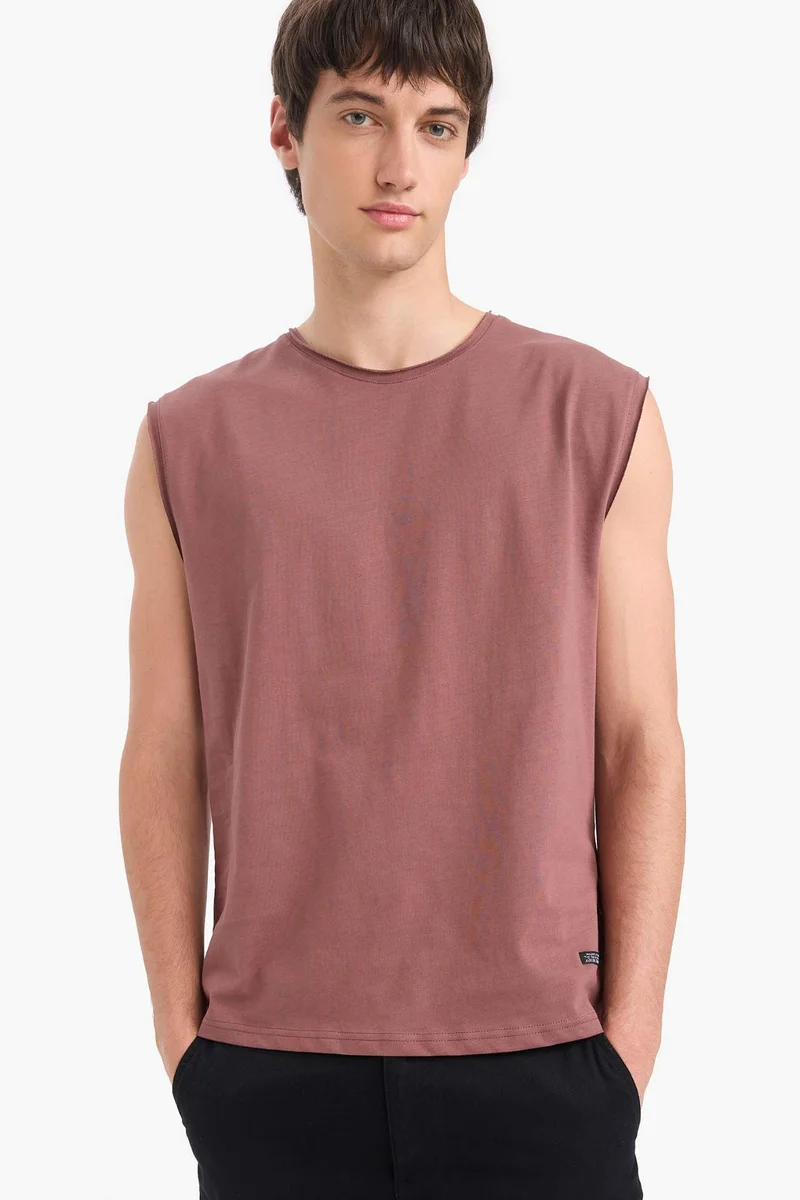 DeFacto Cotton Boxy Fit Crew Neck Basic Tank Top