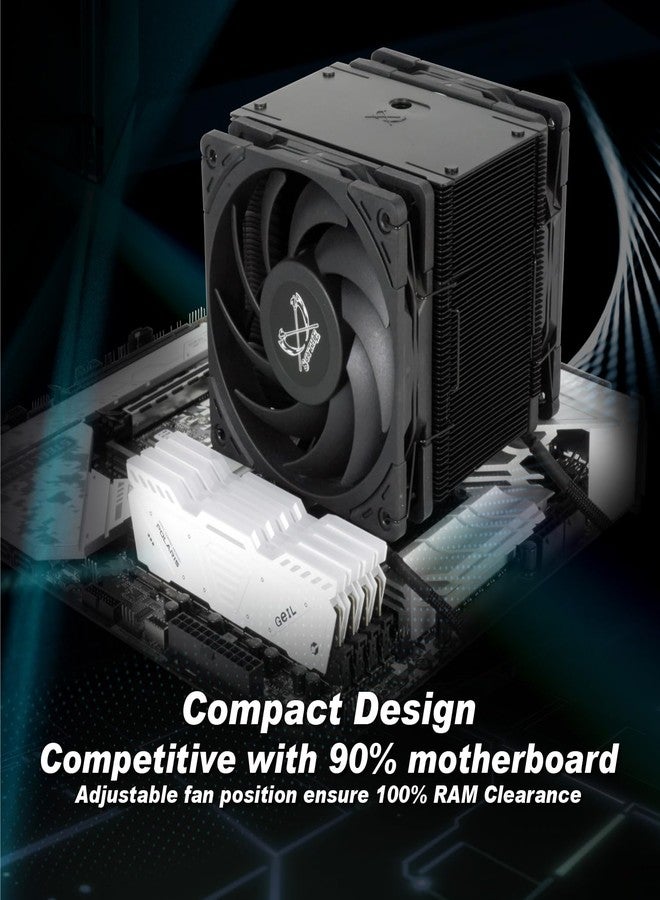 سايذ مبرد وحدة المعالجة المركزية Scythe Mugen 6 Dual Fan Black Edition، يدعم معالجات Intel LGA1700 وLGA1151 وAMD AM5 وAM4، مقاس 120 مم، تصميم برج واحد، غطاء علوي من الألومنيوم (Mugen 6 Dual Fan Black Edition) - Image 5