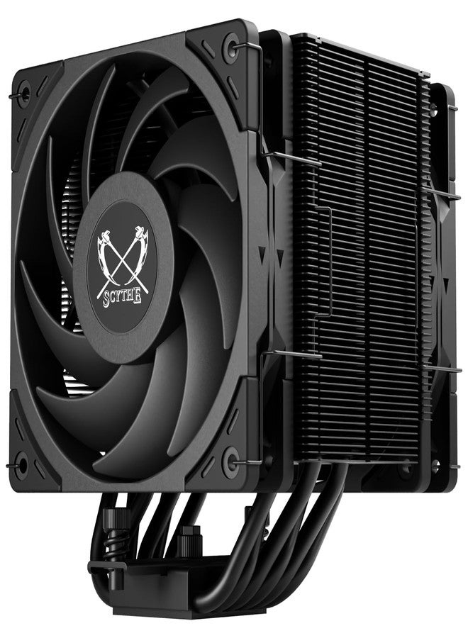 سايذ مبرد وحدة المعالجة المركزية Scythe Mugen 6 Dual Fan Black Edition، يدعم معالجات Intel LGA1700 وLGA1151 وAMD AM5 وAM4، مقاس 120 مم، تصميم برج واحد، غطاء علوي من الألومنيوم (Mugen 6 Dual Fan Black Edition) - Image 1